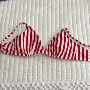Shade & Shore Red and White Striped Bikini Top